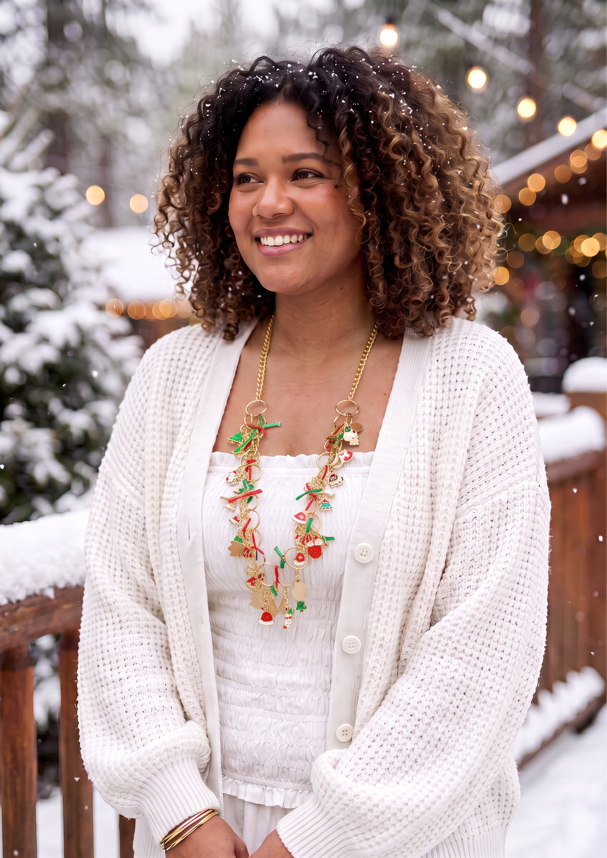 Merry & Bright Gold Charm Necklace
