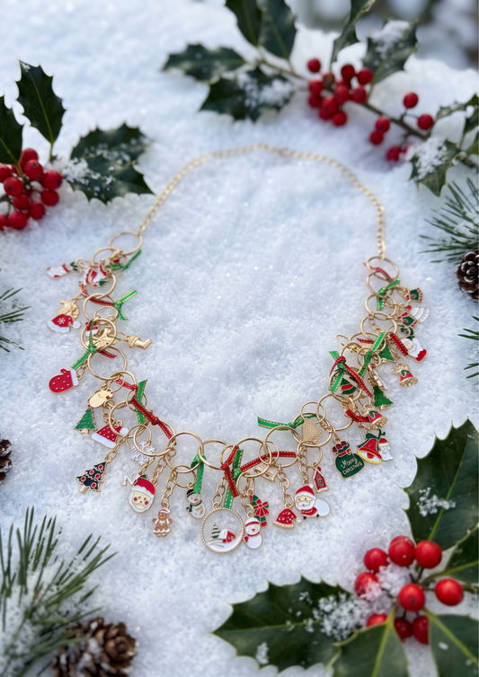 Merry & Bright Gold Charm Necklace